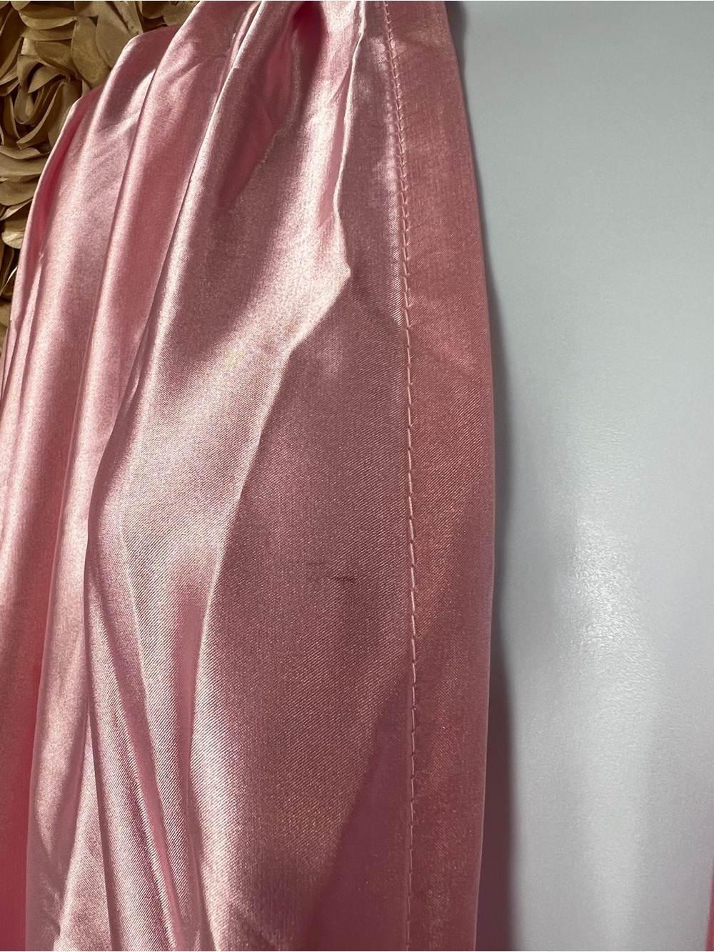Pink Satin Feather Trim Robe - Women Intimates & Sleepwear. - Picture 4 of 4